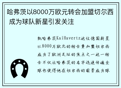 哈弗茨以8000万欧元转会加盟切尔西 成为球队新星引发关注